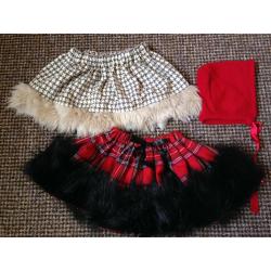 2 Baby Girls Handmade Christmas Skirts Tartan with Fur around Bottom 1-2 Years like new wil post