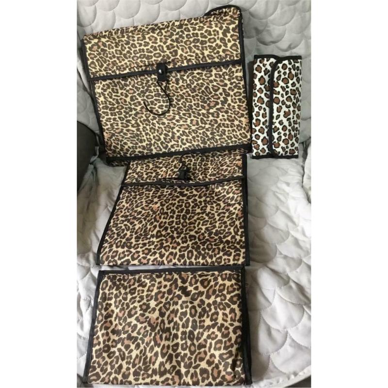 Four Piece Leopard Print Travel or Home clothing and Jewellery Storage All New