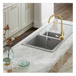 Brand New Howdens 1.5 Bowl Inset Composite Sink- Light Grey
