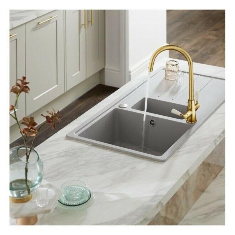 Brand New Howdens 1.5 Bowl Inset Composite Sink- Light Grey