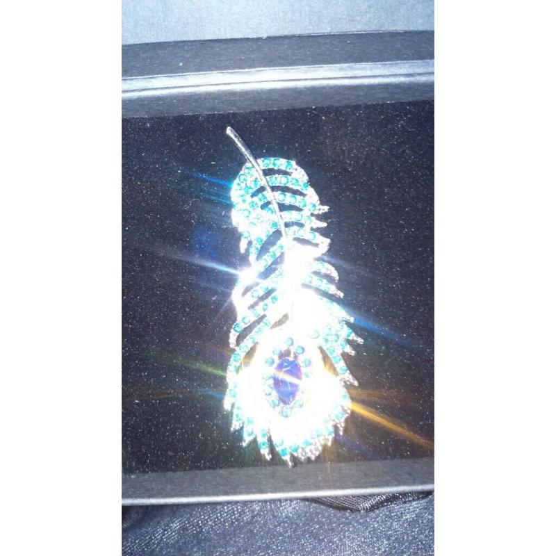 peacock feather brooch