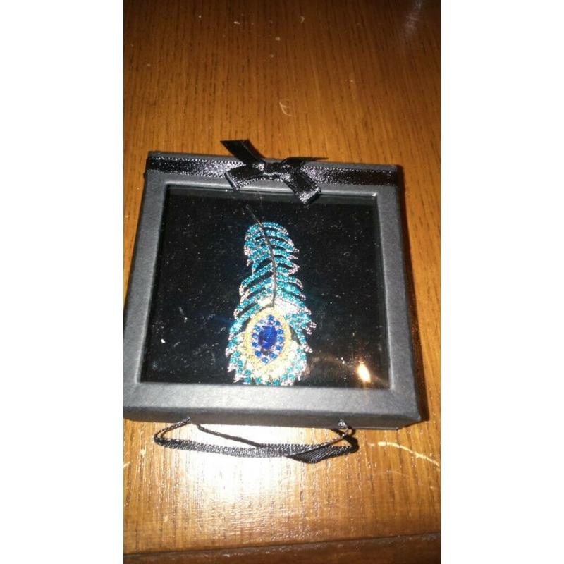 peacock feather brooch