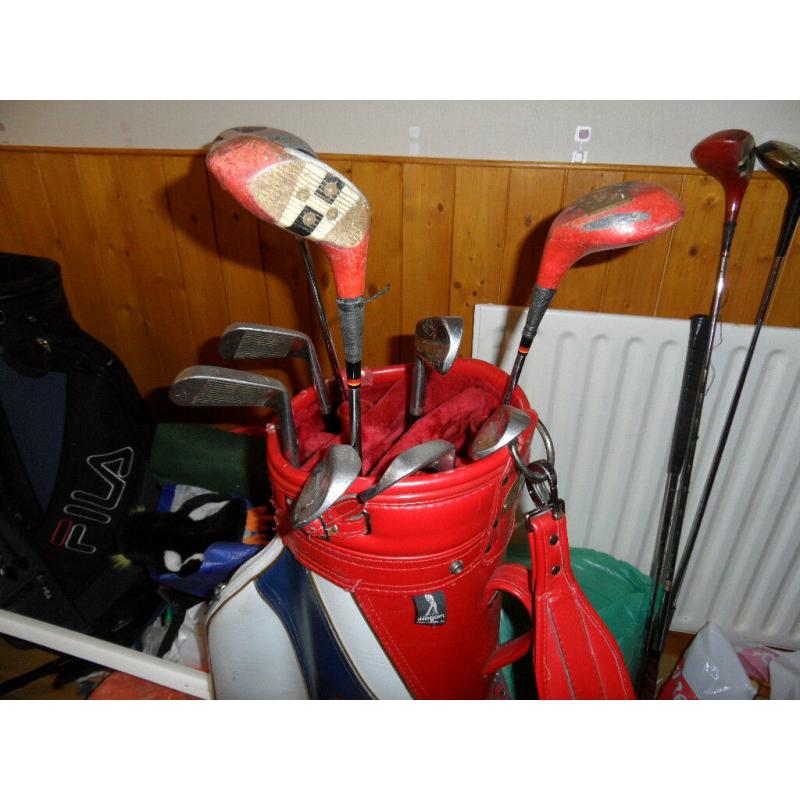Mixed set left hand clubs and bag