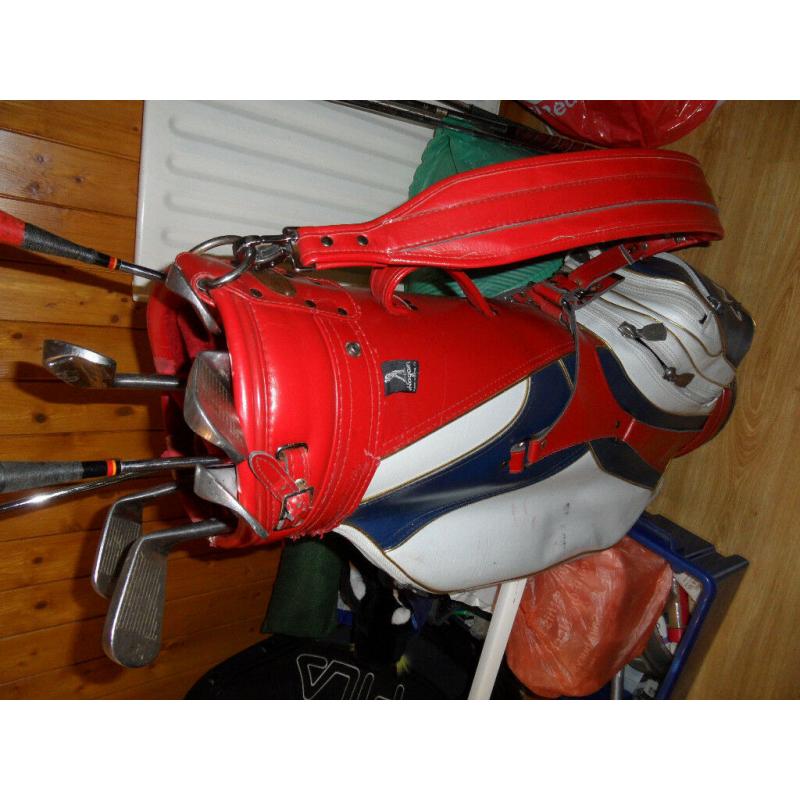 Mixed set left hand clubs and bag