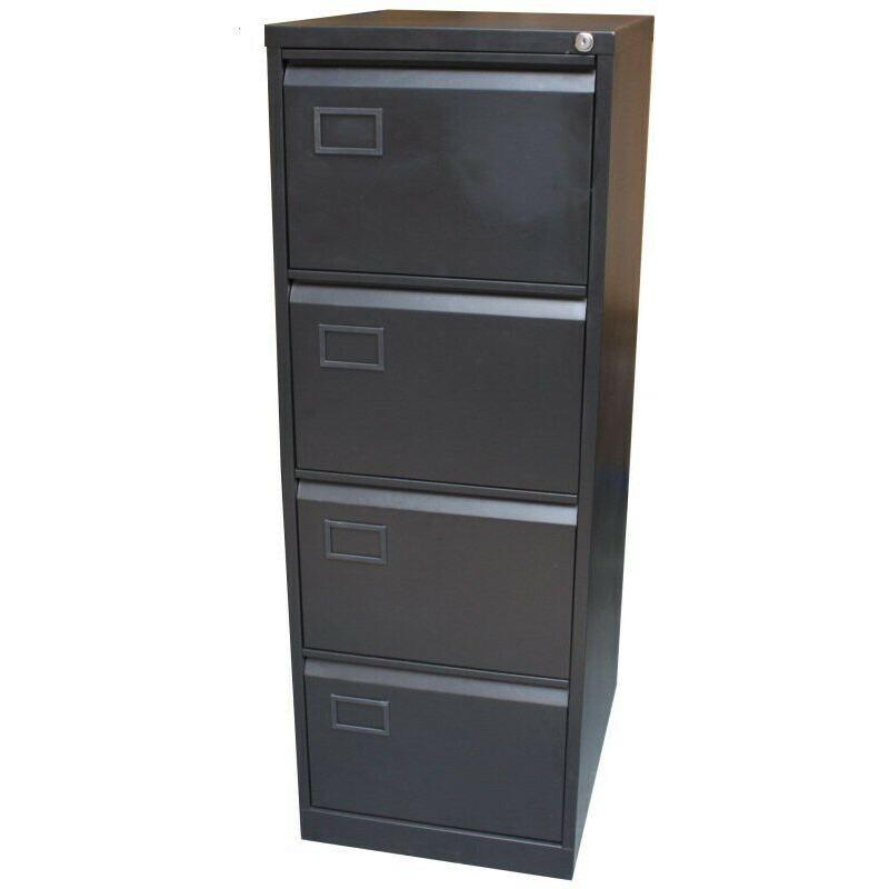 Realspace Pro 4 Drawer Filing Cabinet Lockable Black H131.2 x W47 x D62.2cm Office BRAND NEW Dented