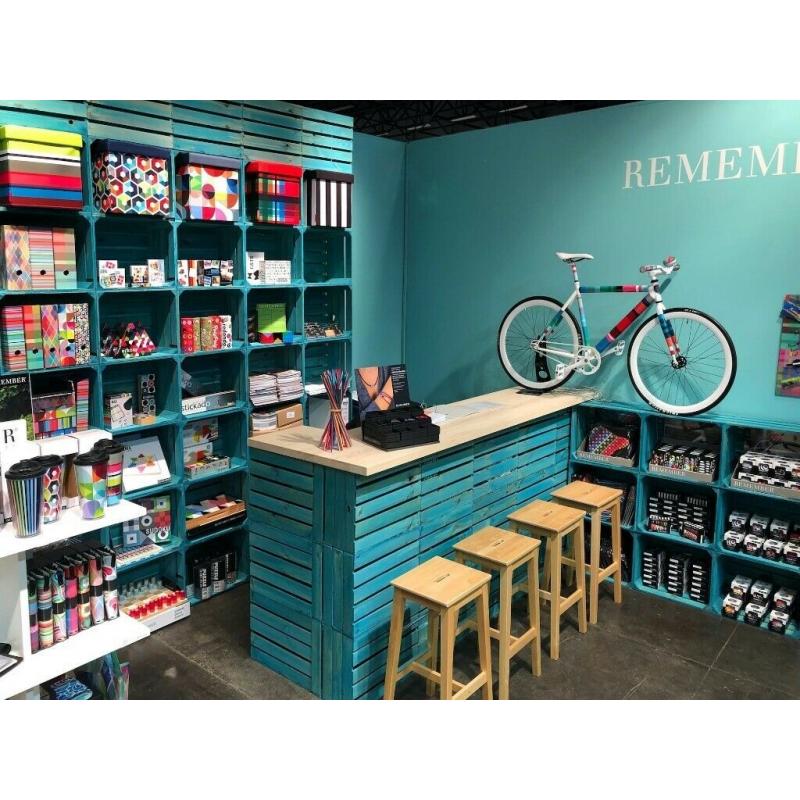 Wooden boxes for shelving
