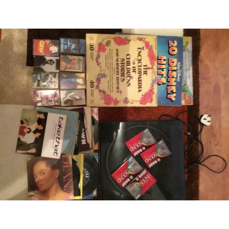 Vinyl Records (mixed collection) + AIWA record player (needs stylus and speakers, otherwise working