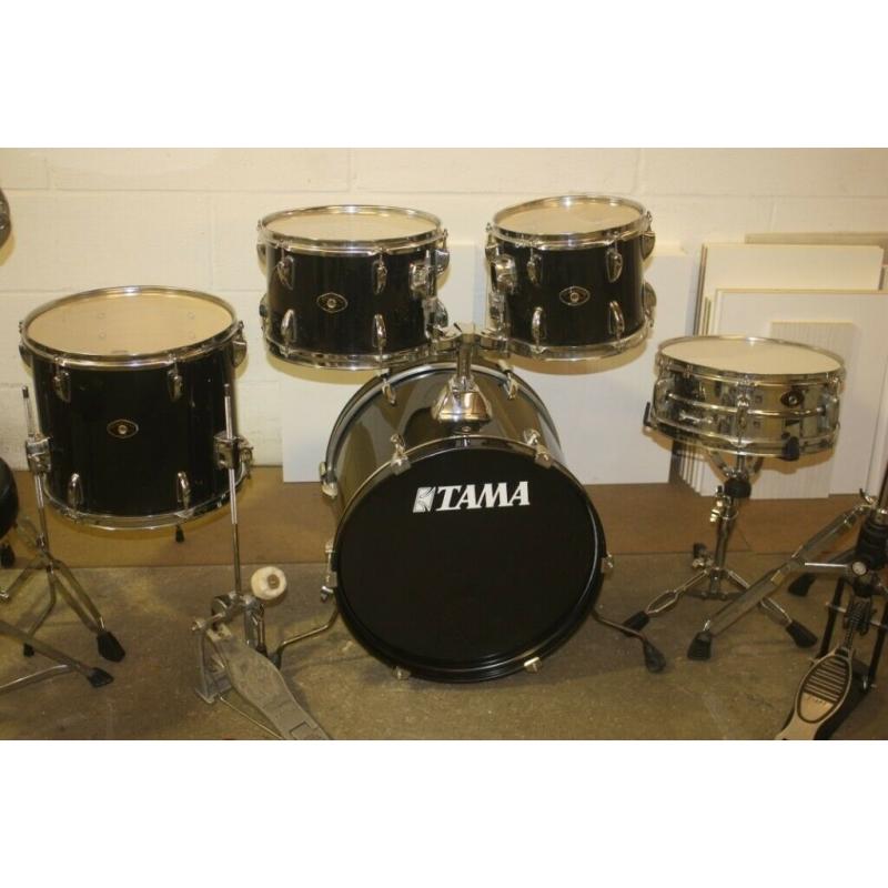 Tama Stagestar Black 5 Piece Full Drum Kit (18in Bass) Hardware + Cymbal Set + Stool