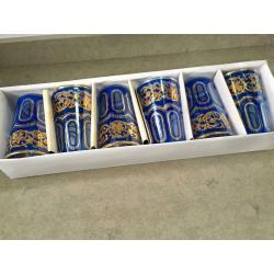 New Set of Moroccan Blue Tea Glasses