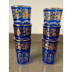 New Set of Moroccan Blue Tea Glasses