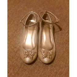 Girls gold party shoes (size 2)