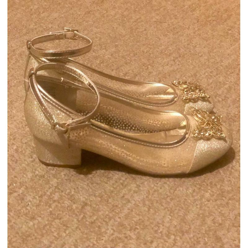 Girls gold party shoes (size 2)