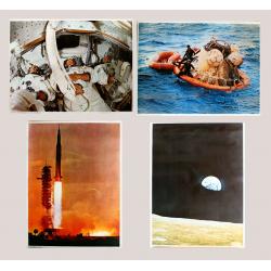 Apollo 8 set of 4 vintage picture posters & flight plan 1969 Saturn V Anders Lovell