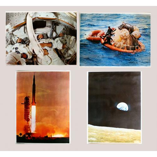 Apollo 8 set of 4 vintage picture posters & flight plan 1969 Saturn V Anders Lovell