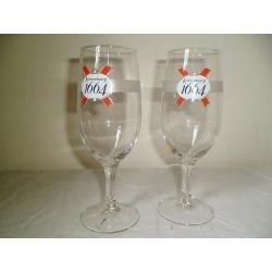 PAIR OF KRONENBOURG 1664 BEER TULIP GLASSES.
