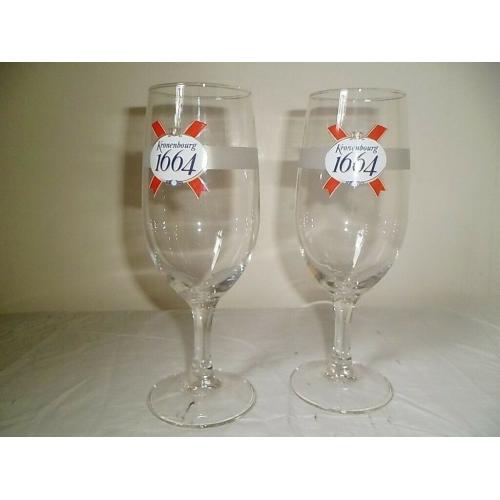 PAIR OF KRONENBOURG 1664 BEER TULIP GLASSES.