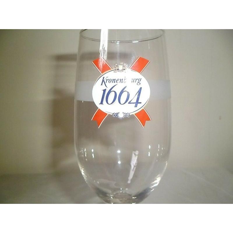 PAIR OF KRONENBOURG 1664 BEER TULIP GLASSES.