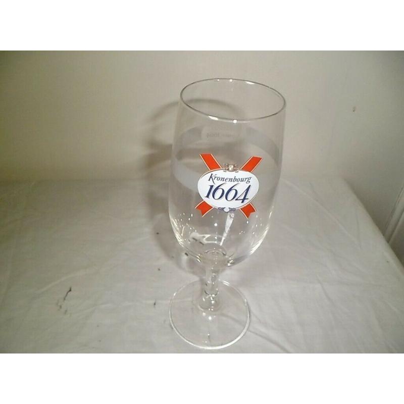 PAIR OF KRONENBOURG 1664 BEER TULIP GLASSES.