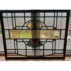 **?145** Antique Stain Glass Window (Framed) 69x54cm