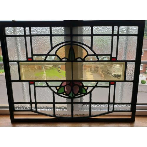 **?145** Antique Stain Glass Window (Framed) 69x54cm
