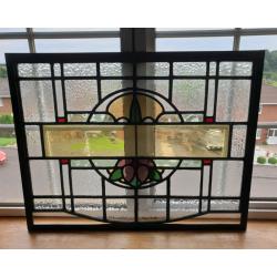 **?145** Antique Stain Glass Window (Framed) 69x54cm