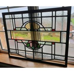 **?145** Antique Stain Glass Window (Framed) 69x54cm