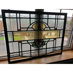 **?145** Antique Stain Glass Window (Framed) 69x54cm