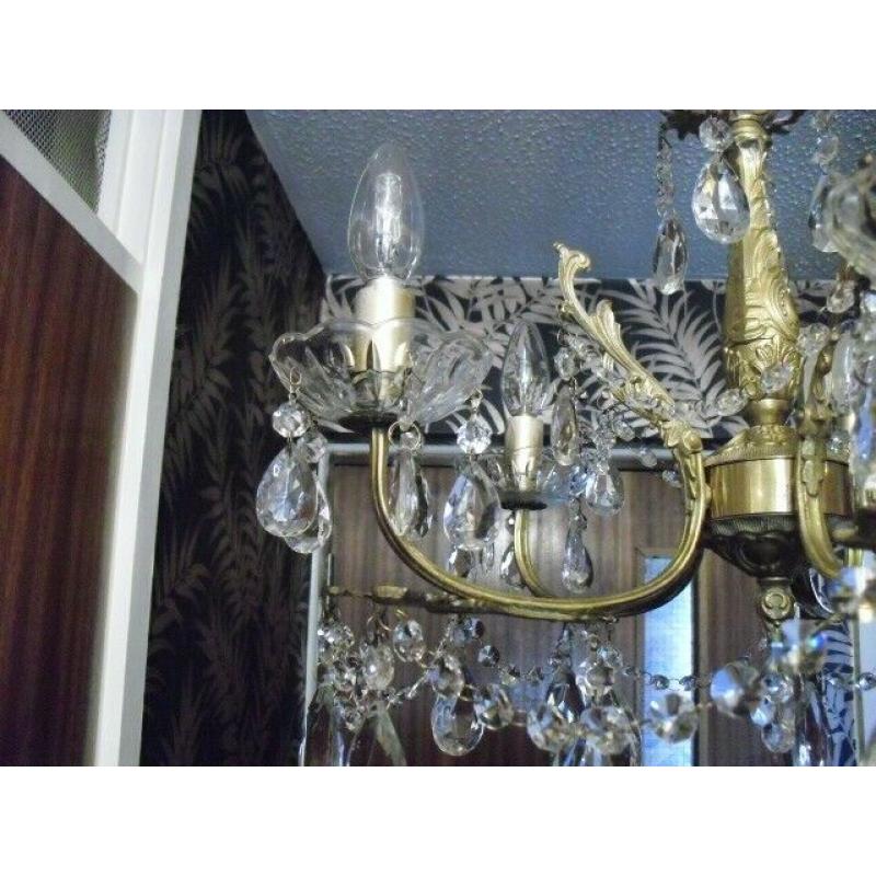fantastic exact matching pair of vintage french 5 arm chandeliers