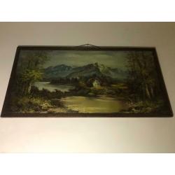 Beautiful Large Landscape Oil Painting by G. Whitman Under Glass