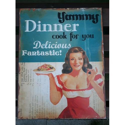 Metal Wall Sign Dinner Advert