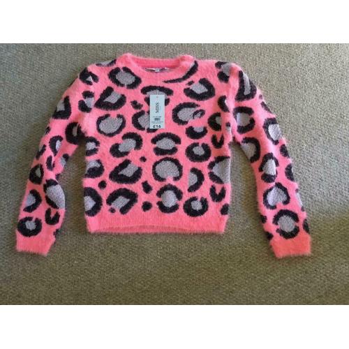 Peacocks Girls Pink Animal Print Jumper
