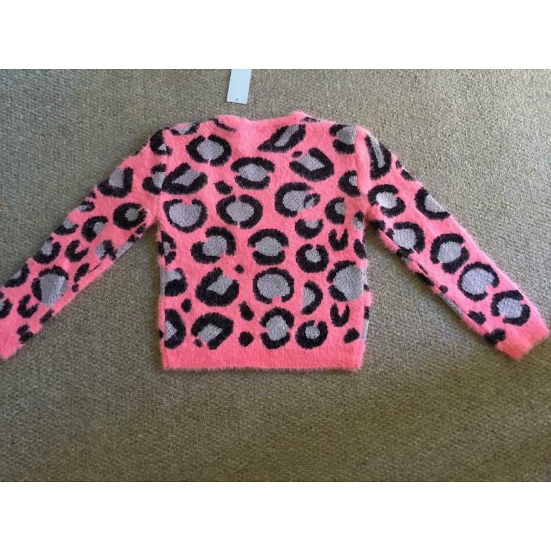 Peacocks Girls Pink Animal Print Jumper
