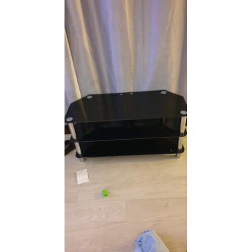 Black glass TV stand