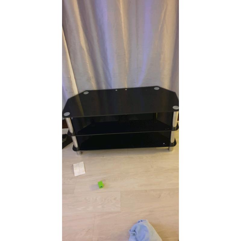 Black glass TV stand