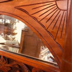 Antique Victorian Overmantle Mirror or What-Not hand carved from mahogany