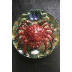 Antique Very Large Majolica Caldes Portuguese Spider Crab Plate