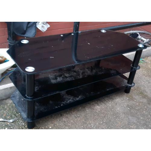 TV Stand black glass table