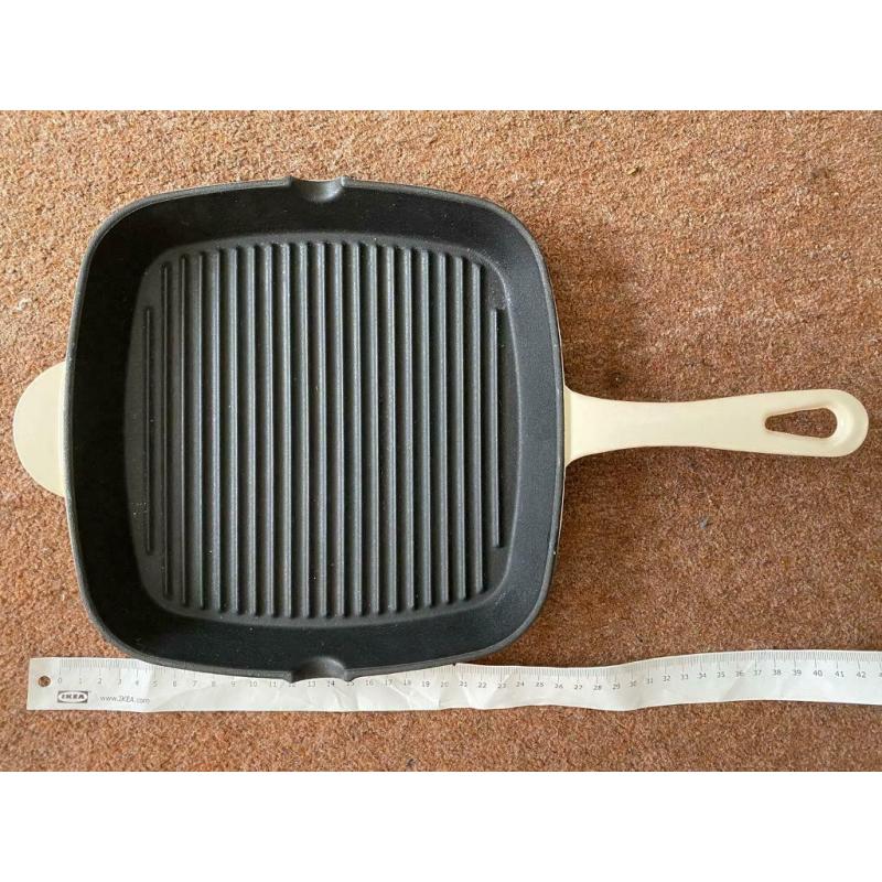 Sainsbury's Collection Cast Iron Griddle Pan Cream