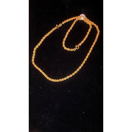 9CT ROPE NECKLACE AND BRACELET SET