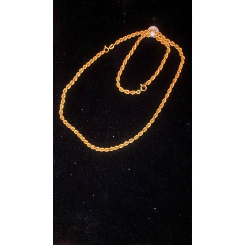 9CT ROPE NECKLACE AND BRACELET SET