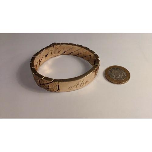 Unique Handmade Solid 9ct Gold Mens Identity Bracelet Heavy 144g Elegant Design