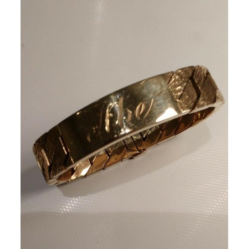 Unique Handmade Solid 9ct Gold Mens Identity Bracelet Heavy 144g Elegant Design