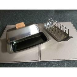 Butter dish. & toast rack