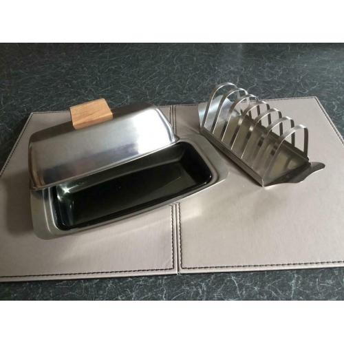 Butter dish. & toast rack