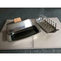 Butter dish. & toast rack