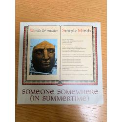 Simple Minds Someone Somewhere in Summertime 7? Vinyl Record