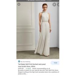 Ted baker MAYYHA ruched neck maxi pearl bridal dress white