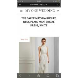Ted baker MAYYHA ruched neck maxi pearl bridal dress white