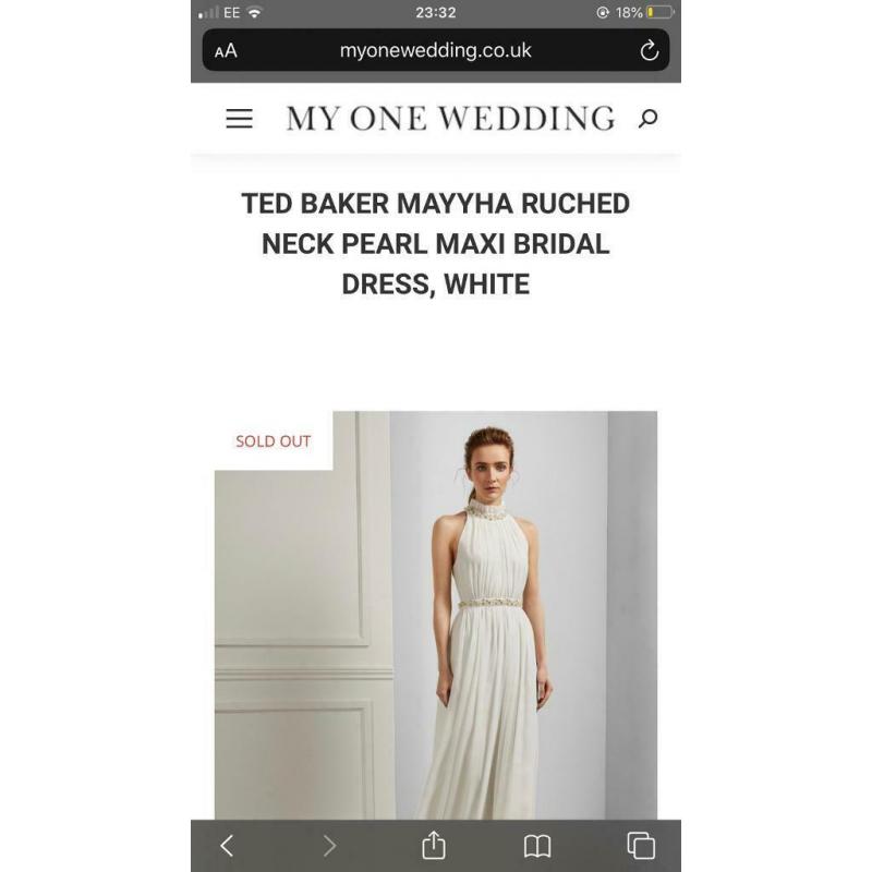 Ted baker MAYYHA ruched neck maxi pearl bridal dress white