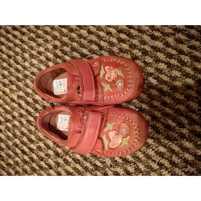 Clarks Girls Pink First Shoes Size 5G
